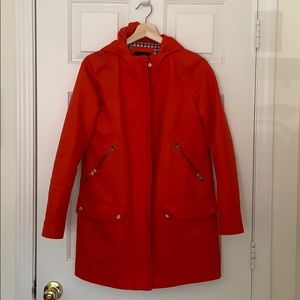J Crew red hooded zip up coat